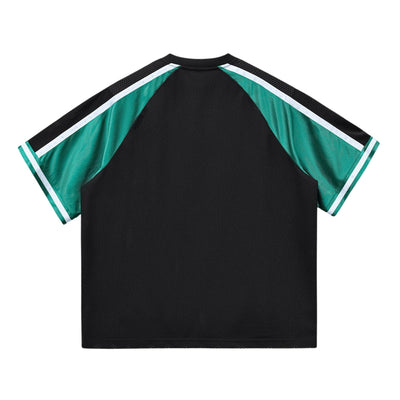 Breathable Mesh Contrast Retro Outdoor Activity Tee