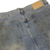 Blue Wash Distressed Ripped Wide-Leg Jeans
