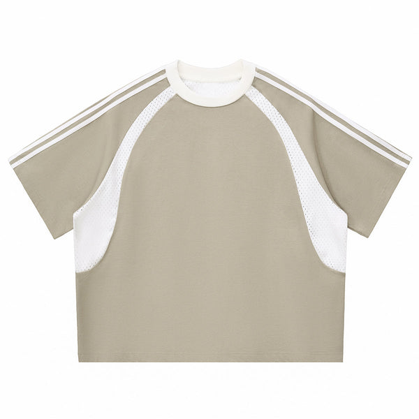 Raglan Sleeve Mesh Panel Sporty Tee