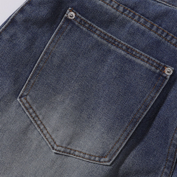 Front Pocket Embroidered Washed Wide Leg Jeans