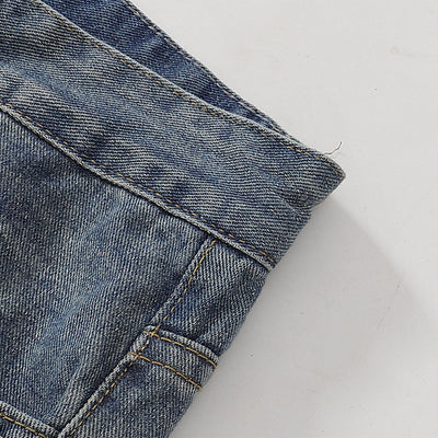 Wide Leg Pinstripe Detail Denim Jeans