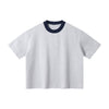 Oversized Color-Block Ribbed Collar Comfortable Tee