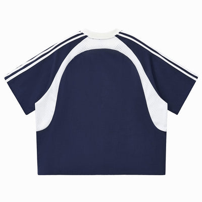 Raglan Sleeve Mesh Panel Sporty Tee