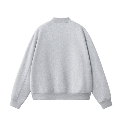 Solid Zip-Front Fleece Bomber Jacket