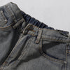 Dog Embroidery Design Vintage Washed Denim Shorts