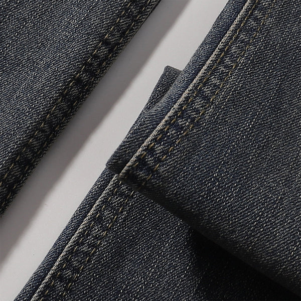 Distressed Dark Denim Vintage Wash Flared Jeans