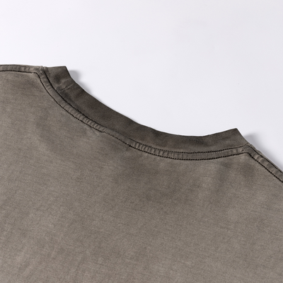 Reverse Fry Washed Vintage Casual Cotton Tee