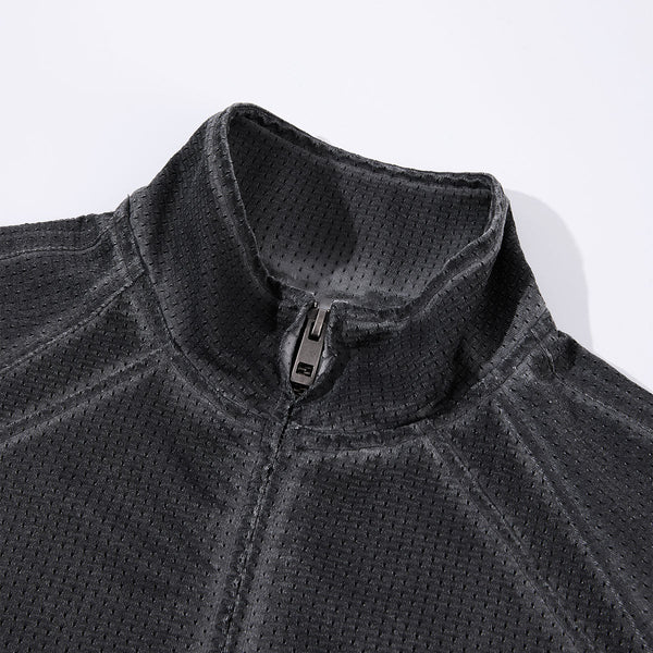 Lightweight Mesh Stand Collar Elastic Hem Zip Jacket