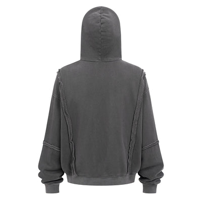Distressed Vintage Wash Zip Up Hoodie