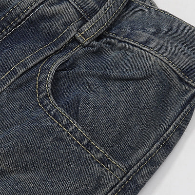 Utility Wide Leg Distressed Denim Jeans