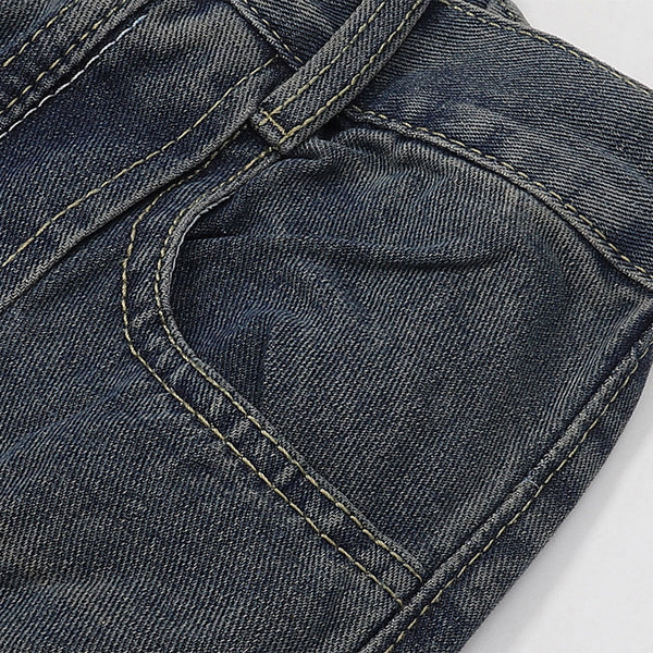 Utility Wide Leg Distressed Denim Jeans