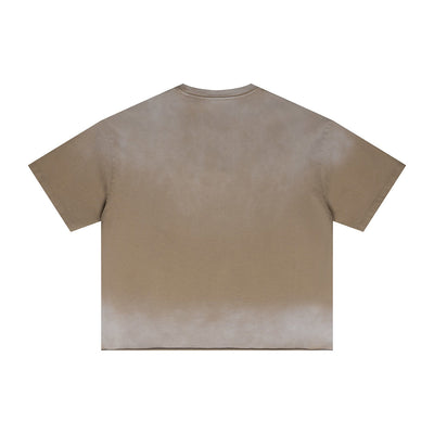 Boxy Raw Edge Washed Loose Short Sleeve Tee