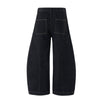 Curved Seam Wide Leg Denim Trousers Dark Indigo Wash