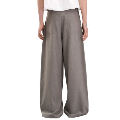 Double-Pleat Baggy Wide-Leg Trousers