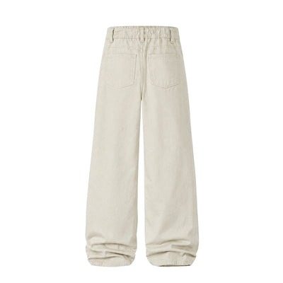 Washed Solid Baggy Wide Leg Workwear Pants
