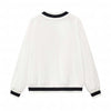 Contrast Trim V-Neck Pullover Sweatshirt