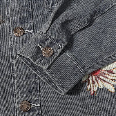 Floral-Printed Denim Trucker Jacket