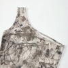Asymmetric Single Shoulder Camo Cropped Tee