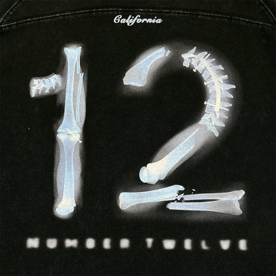 X-Ray Print Number Twelve Black Graphic Oversized Tee