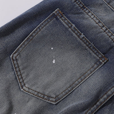 Splatter Wash Distressed Wide Leg Jeans