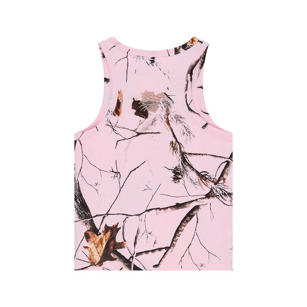 Nature Inspired Pink Camo Leaf Print Casual Tank