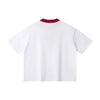 Oversized Color-Block Ribbed Collar Comfortable Tee