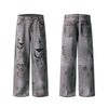 Baggy Fit Distressed Grey Ripped Jeans
