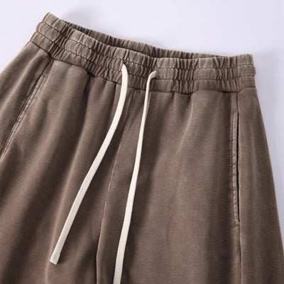 Vintage Washed Curved Panel Wide Drawstring Pants
