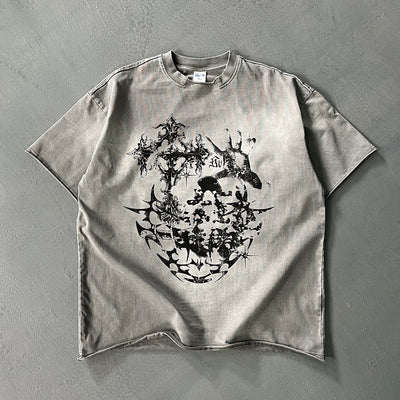 Heavyweight Gothic Graphic Raw-Edge Tee