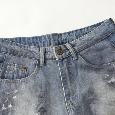 Paint Splatter Distressed Baggy Denim Pants