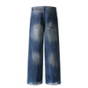 Faded Wash Distressed Baggy Frayed-Hem Jeans