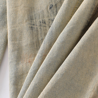 Muddy Wash Panel Stitching Barrel-Leg Jeans