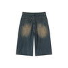 Vintage Wash Wide Leg Denim Shorts