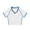 Contrast V-Neck Slim Fit Cropped Y2K Tee
