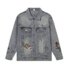 Floral Embroidery Denim Trucker Jacket