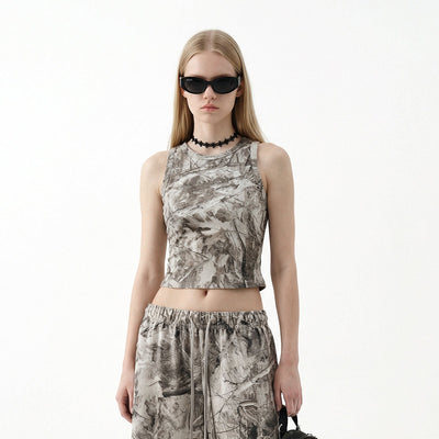 Nature Inspired Camo Forest Print Sleeveless Tank