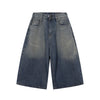 High Waist Wide Leg Ombre Denim Shorts