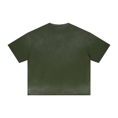 Boxy Raw Edge Washed Loose Short Sleeve Tee