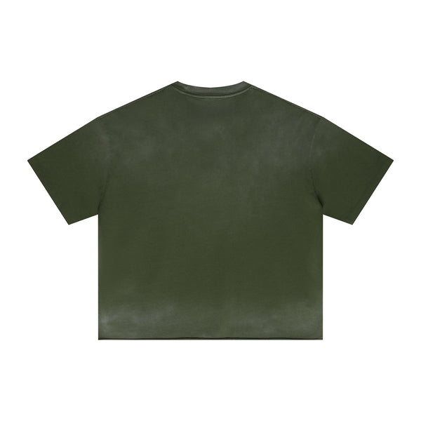 Boxy Raw Edge Washed Loose Short Sleeve Tee