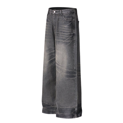 Vintage Whisker Wash Wide-Leg Jeans