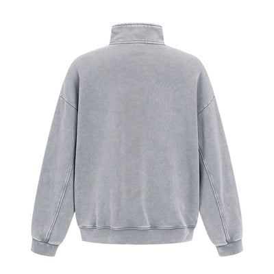 Distressed Wash Comfort Zip Pullover Sweatshirt