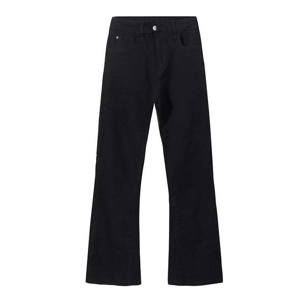 Snap Detail Slight Flared Hem Cargo Pants