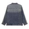 Stand Collar Zip-Up Washed Denim Jacket