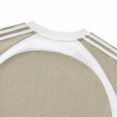 Raglan Sleeve Mesh Panel Sporty Tee