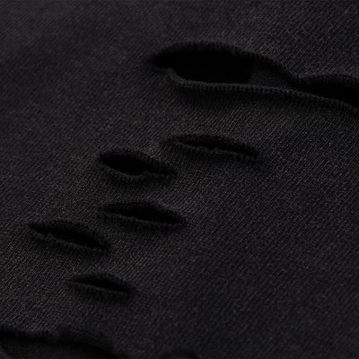 Black Washed Cotton Ripped Boxy Tee 8oz