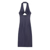 Halter Neck Cut-Out Denim Maxi Dress