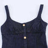 Decorative Button Strappy Denim Maxi Dress
