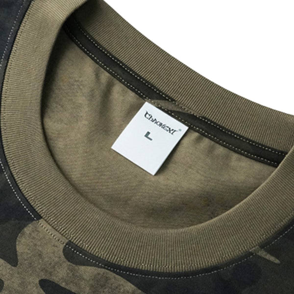 Vintage Camo Burnout Graphic Oversized Cotton Tee