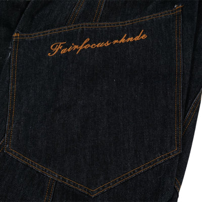 Men's Curved Crescent Denim Pants – Loose Wide-Leg Street Style