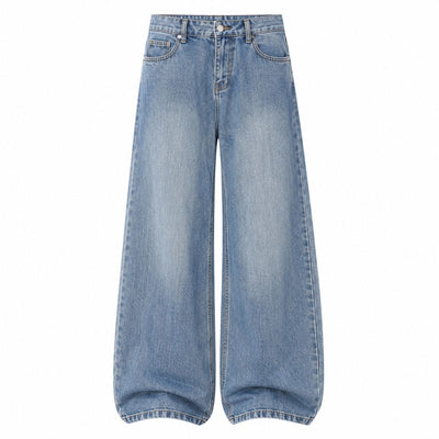 Retro Light Wash Oversized Straight Leg Denim Jeans